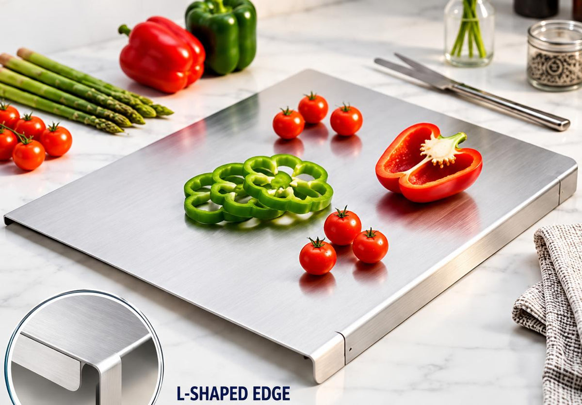 Premium Stainless Steel Chopping Board with L-Shaped Edge