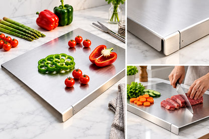 Premium Stainless Steel Chopping Board with L-Shaped Edge